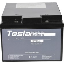 Tesla Akü 12V 26AH Solar Jel Akü (Yeni Üretim)