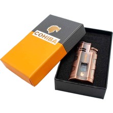 Cohiba Üç Pürmüz , Puro Delicili Kaliteli Metal Çakmak, Puro Çakmağı