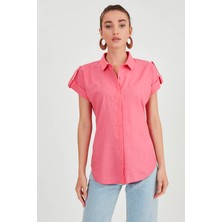 Vitrin Kol Detaylı Kısa Kol Gömlek