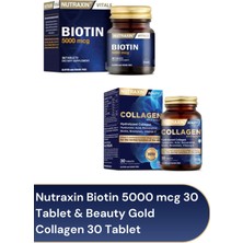 Nutraxin Biotin 5000 Mcg 30 Tablet & Beauty Gold Collagen 30 Tablet