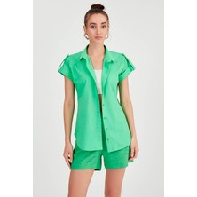 Vitrin Kol Detaylı Kısa Kol Gömlek