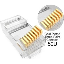 Koodmax - 100 Adet - 50U" Gold Plated Cat6 RJ45 Konnektör - 8P8C Ethernet Kablo Ucu Modüler Fiş Jak