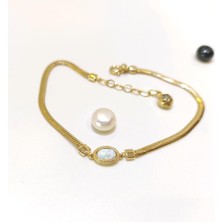 Opal Taşlı Balık Sırtı Bileklik Künye 14 Ayar Altın Hd Videolu