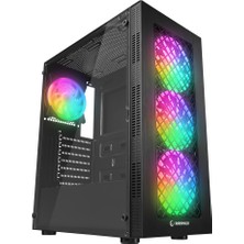 Rampage Plaıd V5 600W 80PLUS Bronze 4X120MM Rgb Fanlı Midt Atx Siyah Kasa