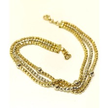 Üçlü Dorika Toplu Bileklik Künye 14 Ayar Altın