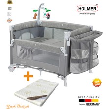 Holmer Maxi Comfort Coolstyle (Anne Yanı-Deluxe Kumaş) Premium Oyun Parkı Gri + Aloevera Yatak 70X110CM