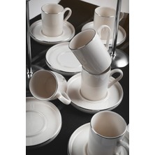 Kitchen Life 12 Parça 6 Kişilik Stackable Platin Gümüş Yaldızlı Kahve Fincan Takımı - Kahve Fincanı Seti 100ML