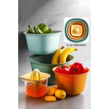 Kitchen Life 5'li Aura Profesyonel Hazırlık Seti - Karıştrıma Kasesi Süzgeç Limon Sıkacağı Seti - Süzgeci 3200 ml