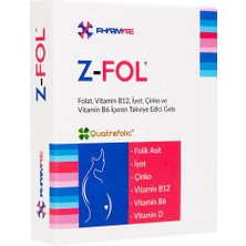 Pharmare Z-Fol 60 Tb Folat, Vitamin B12, Iyot, Çinko ve Vitamin B6 Içeren Takviye Edici Gıda