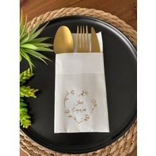 Kidspartim Gold Yaldızlı Beyaz Kalp Çelenk Just Engaged Cepli Peçete 12 Adet 40x40