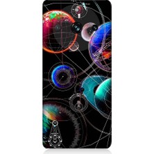 Teknomeg Realme 11 Pro Uyumlu Sci Fi Gezegenler ve Vektörler Desenli Silikon Kılıf