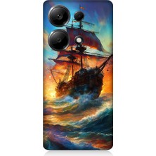 Teknomeg Redmi Note 13 Pro 4g Uyumlu Kızıl Deniz Yelkenli Gemi Desenli Silikon Kılıf