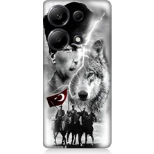 Teknomeg Redmi Note 13 Pro 4g Uyumlu Atatürk Kurt ve Bayrak Desenli Silikon Kılıf