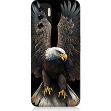 Teknomeg Reeder P13 Blue 2022 Uyumlu Beyaz Başlı Kara Kartal Desenli Silikon Kılıf