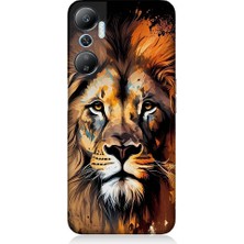 Teknomeg Infinix Hot 20 Uyumlu Sarı Kırmızı Kral Aslan Desenli Silikon Kılıf