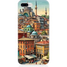 Teknomeg Apple Iphone 8 Plus Uyumlu Eski Cami ve Mahalle Desenli Silikon Kılıf
