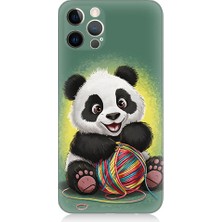 Teknomeg Apple Iphone 12 Pro Max Uyumlu Yavru Panda ve Renkleyip Desenli Silikon Kılıf