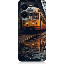 Teknomeg Vivo Y22S Uyumlu Eski Sarı Tren Desenli Silikon Kılıf