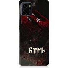 Teknomeg Vivo Y15S Uyumlu Bayrak ve Göktürkçe Türk Desenli Silikon Kılıf