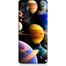 Teknomeg Infinix Hot 12 Uyumlu Uzaydaki Gezegenler Desenli Silikon Kılıf