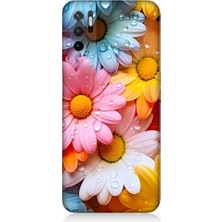 Teknomeg Xiaomi Poco M3 Pro Uyumlu Renkli Çiçekler Damlacık Desenli Silikon Kılıf