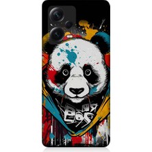 Teknomeg Xiaomi Redmi Note 12 Pro Plus Uyumlu Renkli Boyalı Panda Desenli Silikon Kılıf