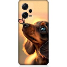 Teknomeg Xiaomi Redmi Note 12 Pro Plus Uyumlu Sevimli Köpek ve Kelebek Desenli Silikon Kılıf