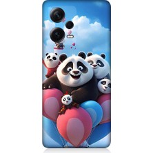 Teknomeg Xiaomi Redmi Note 12 Pro Plus Uyumlu Sevimli Pana Ailesi Uçan Balon Desenli Silikon Kılıf