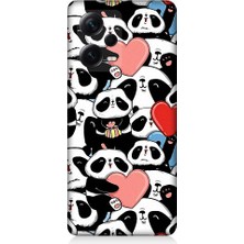 Teknomeg Xiaomi Redmi Note 12 Pro Plus Uyumlu Panda Aşkı ve Hediye Desenli Silikon Kılıf