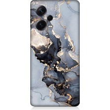 Teknomeg Xiaomi Redmi Note 12 Pro Plus Uyumlu Mermer ve Altın Desenli Silikon Kılıf