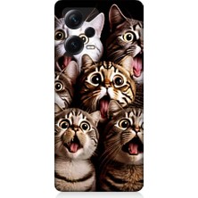 Teknomeg Xiaomi Redmi Note 12 Pro Plus Uyumlu Şaşkın Kediler Desenli Silikon Kılıf