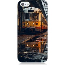 Teknomeg Apple Iphone 5 Uyumlu Eski Sarı Tren Desenli Silikon Kılıf