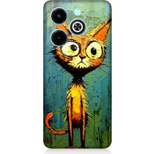 Teknomeg Infinix Hot 40I Uyumlu Meraklı Şapşik Kedi Desenli Silikon Kılıf