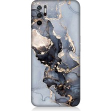Teknomeg Xiaomi Poco M3 Pro Uyumlu Mermer ve Altın Desenli Silikon Kılıf