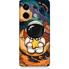 Teknomeg Redmi Note 13 Pro 5g Uyumlu Astranot Ay ve Yıldız Desenli Silikon Kılıf