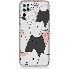 Teknomeg Xiaomi Poco M3 Pro Uyumlu Gülen Mutlu Kediler Desenli Silikon Kılıf