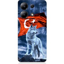 Teknomeg Redmi Note 13 Uyumlu Kurt Göktürk ve Bayrak Desenli Silikon Kılıf