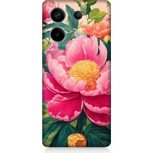 Teknomeg Redmi Note 13 Pro 5g Uyumlu Pembe Çiçekler Desenli Silikon Kılıf