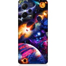 Teknomeg Xiaomi Redmi Note 12 Pro Plus Uyumlu Uzayda Gezegenler ve Galaksiler Desenli Silikon Kılıf