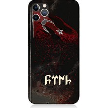 Teknomeg Apple Iphone 11 Pro Max Uyumlu Bayrak ve Göktürkçe Türk Desenli Silikon Kılıf