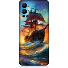 Teknomeg Infinix Hot 12 Uyumlu Kızıl Deniz Yelkenli Gemi Desenli Silikon Kılıf