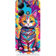 Teknomeg Redmi Note 13 Uyumlu Renkli Sevimli Kedi Desenli Silikon Kılıf