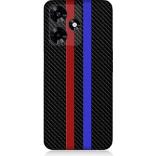Teknomeg Infinix Hot 30 Uyumlu Bordo Mavi Karbon Desenli Silikon Kılıf