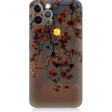 Teknomeg Apple Iphone 12 Pro Uyumlu Ay Içinde Kırmızı Ağaç Dalı Desenli Silikon Kılıf