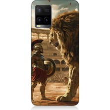 Teknomeg Vivo Y33S Uyumlu Gladyatör ve Aslan Desenli Silikon Kılıf