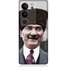 Teknomeg Vivo V29 5g Uyumlu Mustafa Kemal Atatürk Desenli Silikon Kılıf