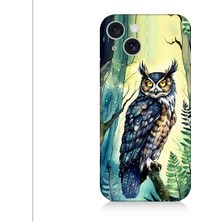 Teknomeg Apple İPHONE15 Plus Uyumlu Gece ve Baykuş Desenli Silikon Kılıf