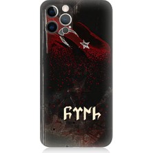 Teknomeg Apple Iphone 12 Pro Max Uyumlu Bayrak ve Göktürkçe Türk Desenli Silikon Kılıf