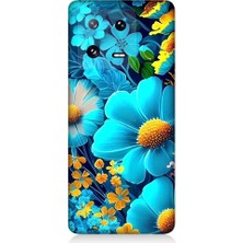 Teknomeg Xiaomi Mi 13 Uyumlu Mavi Sarı Çiçekler Desenli Silikon Kılıf