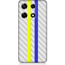 Teknomeg Infinix Note 30 Pro Uyumlu Sarı Lacivert Metal Motif Desenli Silikon Kılıf